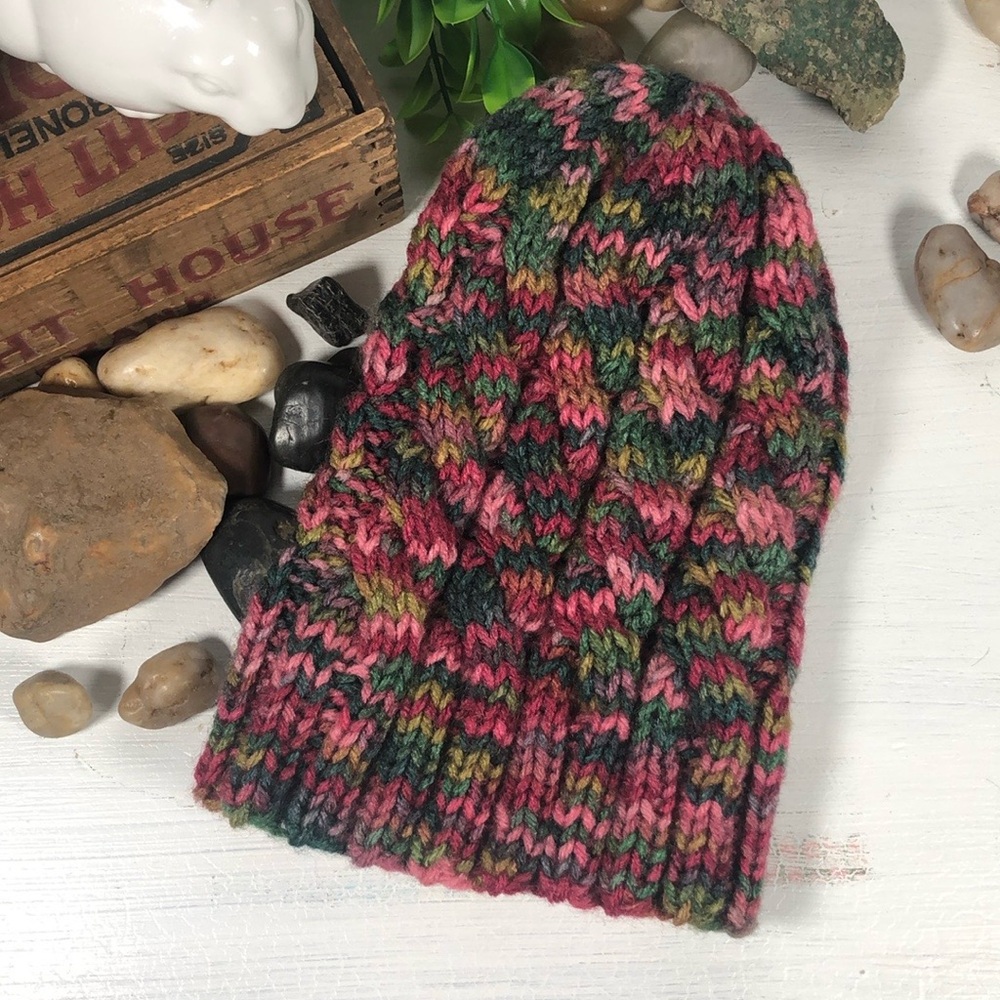 Hand Knitted Multi Colored Infant to Toddler Hat 3-12 Months Warm Kids Knit Hat - Picture 2 of 10